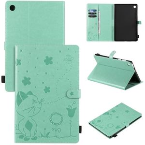 For Lenovo Tab M10 Plus TB-X606F Cat Bee Embossing Pattern Shockproof Table PC Protective Horizontal Flip Leather Case with Holder & Card Slots & Wallet & Pen Slot & Wake-up / Sleep Function(Green)