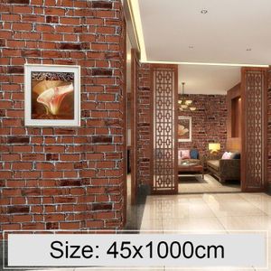 Coffee Brick Creative 3D Stone Brick Decoration Wallpaper Stickers Bedroom Living Room Wall Waterproof Wallpaper Roll  Size: 45 x 1000cm