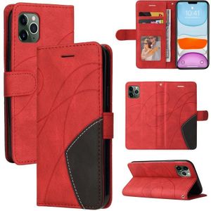 Dual-color Splicing Horizontal Flip PU Leather Case with Holder & Card Slots & Wallet For iPhone 11 Pro(Red)