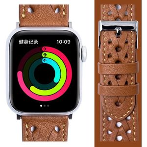Genuine Leather Woven Watch Strap For Apple Watch Series 7 45mm / 6&SE&5&4 44mm / 3&2&1 42mm(Brown)