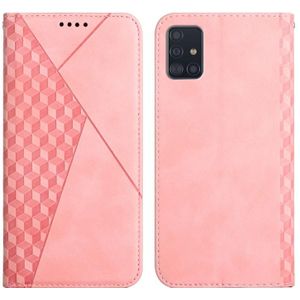 For Samsung Galaxy A51 5G Diamond Pattern Splicing Skin Feel Magnetic Horizontal Flip Leather Case with Card Slots & Holder & Wallet(Rose Gold)