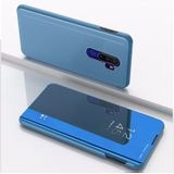 For OPPO A11 / A9 (2020) Plated Mirror Left and Right Flip Cover with Stand Mobile Phone Holster(Blue)