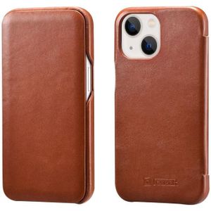 Icarer First Layer Cowhide Horizontale Flip Phone Case voor iPhone 13 Mini (Brown)