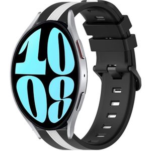 Voor Samsung Galaxy Watch 6 44 mm 20 mm verticale tweekleurige siliconen horlogeband (zwart + wit)