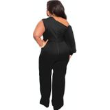 Vrouwen plus size sweatpants wide poot broek (kleur: zwart maat: L)