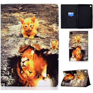 Voor Huawei MatePad SE gekleurde tekening horizontale flip tablet lederen hoes (katten en leeuwen)