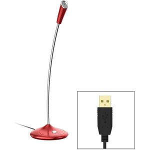 BK Desktop Gooseneck Adjustable USB Wired Audio Microphone  Built-in Sound Card  Compatible with PC / Mac for Live Broadcast  Show  KTV  etc.(Red)