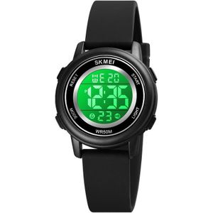 SKMEI 1721 Triplicate Round Dial LED Digital Display Luminous Silicone Strap Electronic Watch(Black)