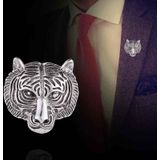 3 PCS Personality Tiger Head Brooch Men Suit Pin Vintage Badge Collar Pin(Silver)