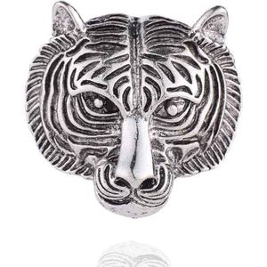 3 PCS Personality Tiger Head Brooch Men Suit Pin Vintage Badge Collar Pin(Silver)