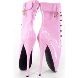 Ballet Pumps Spike Heel Black Lace-Up Pointed Toe Schoenen  Maat:40 (Roze)