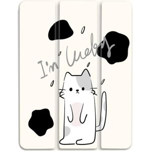 Voor iPad mini 6 3-voudige 360-rotatie geschilderde lederen slimme tablethoes (Lucky Cat)