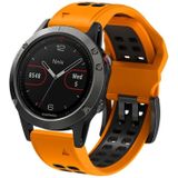 Voor Garmin Fenix 6x Quick Release Double Row Silicone Watchband (oranje zwart)
