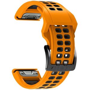 Voor Garmin Fenix 6x Quick Release Double Row Silicone Watchband (oranje zwart)