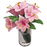 1:12 Mini Doll House poppenhuis meubels Pocket decoratie regelen bloemen Lily (roze)
