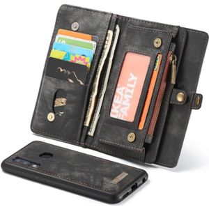 CaseMe-008 Detachable Multifunctional Retro Frosted Horizontal Flip Leather Case for Galaxy A20 & A30  with Card Slot & Holder & Zipper Wallet & Photo Frame(Black)