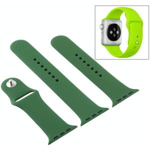 For Apple Watch Series 6 & SE & 5 & 4 44mm / 3 & 2 & 1 42mm High-performance Ordinary & Longer Rubber Sport Watchband with Pin-and-tuck Closure (Forest Green)