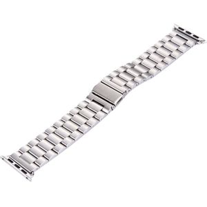 For Apple Watch 38mm Butterfly Buckle 3 Beads Stainless Steel Watchband(Silver)
