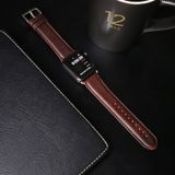 For Apple Watch 5 & 4 44mm / 3 & 2 & 1 42mm Round Tail Retro Crazy Horse Texture Genuine Leather Replacement Strap Watchband(Dark Brown)