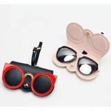 Cute And Funny PU Sunglasses Case Portable Glasses Case With Hanging Buckle  Colour: British Style (Stripe Contrast)