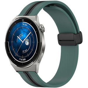 Voor Huawei Watch GT3 Pro 46mm 22mm Opvouwbare magnetische sluiting siliconen horlogeband (olijfgroen + zwart)