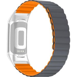 Voor Fitbit Charge 5 Silicone Magnetic Watchband (Gray Orange)