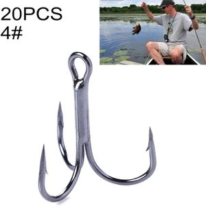 20 PCS Classic Black High Carbon Steel Fishing Three-jaw Treble Hooks