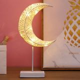 Moon Shape Rattan Romantic LED Holiday Light with Holder  Warm Fairy Decorative Lamp Night Light for Christmas  Wedding  Bedroom(Warm White)