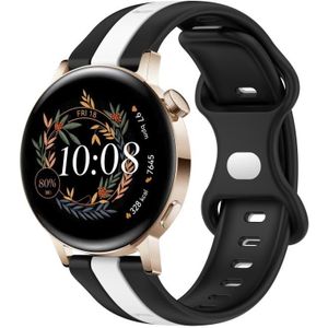 Voor Huawei Watch GT3 42 mm 20 mm vlindergesp tweekleurige siliconen horlogeband (zwart + wit)