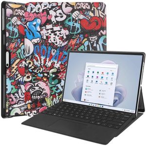 Voor Microsoft Surface Pro 9 Custer Painted 3-voudige houder lederen tablethoes