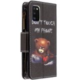 For Samsung Galaxy A41 Colored Drawing Pattern Zipper Horizontal Flip Leather Case with Holder & Card Slots & Wallet(Bear)