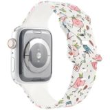 8-gesp bedrukt vervangende band horlogeband voor Apple Watch Series 6 & SE & 5 & 4 44mm / 3 & 2 & 1 42mm (witte achtergrond Kroon)