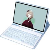 YA700B Candy Color Skin Feel Texture Round Keycap Bluetooth Keyboard Leather Case For Samsung Galaxy Tab S8 11 inch SM-X700 / SM-X706 & S7 11 inch SM-X700 / SM-T875(White Ice)