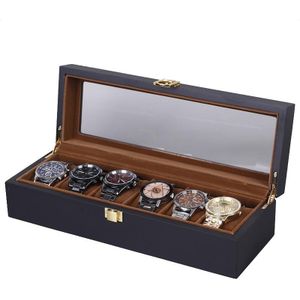 Houten bakverf watch box sieraden opslag display box (06 zwart + bruin mat)