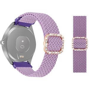 For Garmin Venu 2/Samsung Gear S3/Xiaomi Haylou RS3 22mm Universal Adjustable Braided Elastic Diamond Buckle Replacement Strap Watchband(Purple)