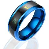 6 PCS Smart Temperature Ring Stainless Steel Personalized Temperature Display Couple Ring  Size: 10(Blue)
