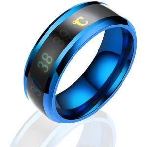 6 PCS Smart Temperature Ring Stainless Steel Personalized Temperature Display Couple Ring  Size: 10(Blue)