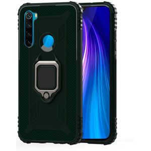 For Xiaomi Redmi Note 8 Carbon Fiber Protective Case with 360 Degree Rotating Ring Holder(Green)