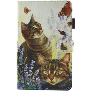 For Galaxy Tab A 8.0  / T380 & T385 Cats and Butterflies Pattern Horizontal Flip Leather Case with Holder & Card Slots