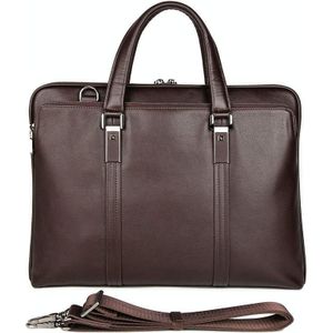 Mannen Business Cowhide Lederen Handtas Advocaat Aktentas Messenger Bag Laptop Tas (Chocolate Color)