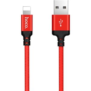 hoco X14 2m Nylon Braided Aluminium Alloy 8 Pin to USB Data Sync Charging Cable  For iPhone XR / iPhone XS MAX / iPhone X & XS / iPhone 8 & 8 Plus / iPhone 7 & 7 Plus / iPhone 6 & 6s & 6 Plus & 6s Plus / iPad(Red)
