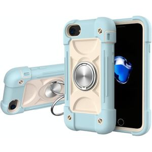 Shockproof Silicone + PC Protective Case with Dual-Ring Holder For iPhone 6 Plus/6s Plus/7 Plus/8 Plus(Ice Blue)