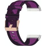 For Fitbit Versa 3 / Fitbit Sense Nylon Canvas Strip Texture Strap  Size: Free Size(Purple)
