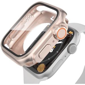 Voor Apple Watch Series 8 / 7 41mm Wijzigen naar Ultra 49mm Waterdicht All-Inclusive Film Hybrid PC Watch Case(Rose Gold)