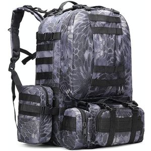 B08 Camping Trip Oxford Cloth Bag Outdoor Hiking Mountaineering Combination Backpack(Python Black)