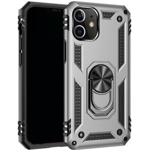 For iPhone 12 / 12 Pro Shockproof TPU + PC Protective Case with 360 Degree Rotating Holder(Silver)
