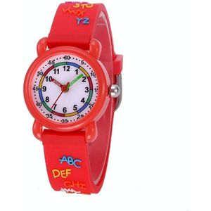 JNEW A335-20094 kinderen 3D cartoon letters rubberen shell waterdicht quartz horloge