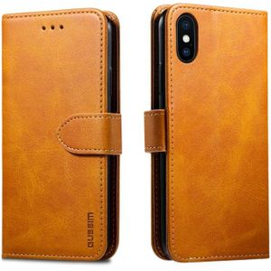 For iPhone XR GUSSIM Magnetic Horizontal Flip Leather Case with Holder & Card Slots & & Wallet(Yellow)