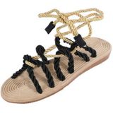 Vrouwen sandalen Stagger hennep touw schoenen  grootte: 40 (zwart)