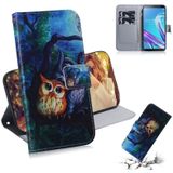 Oil Painting Owl Pattern Coloured Drawing Horizontal Flip Leather Case for Asus Zenfone Max Pro (M1) ZB601KL  with Holder & Card Slots & Wallet